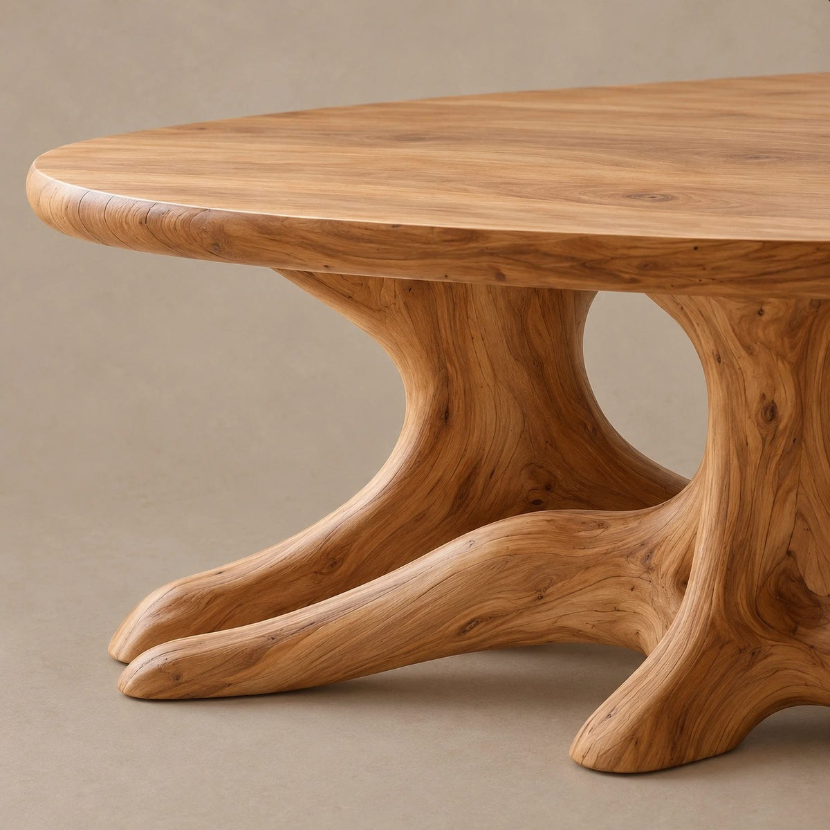 Statement Round Coffee Table With Starburst Root Base For Living Room