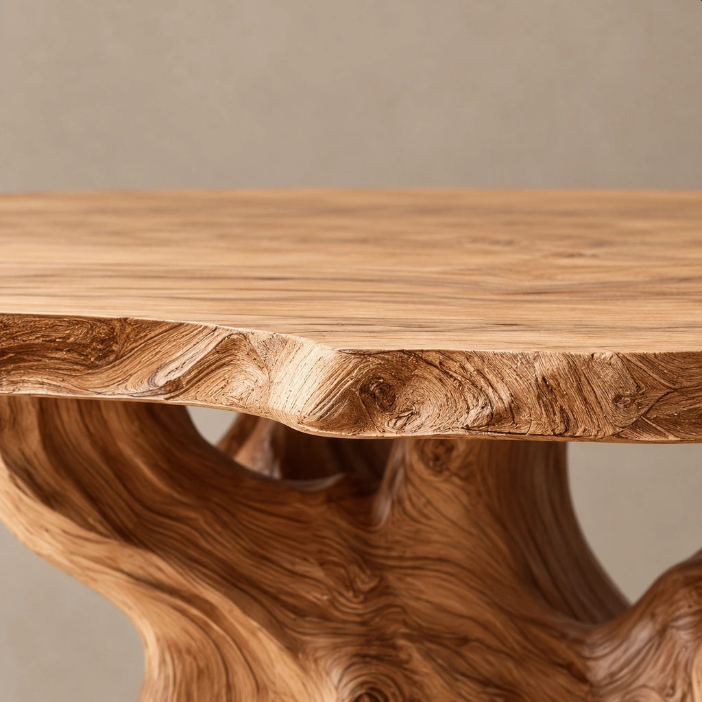 Transitional Oval Coffee Table With Quad Root Legs For Living Room