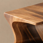 Scandinavian Wave Form Wood Record Player Stand With Open Shelf