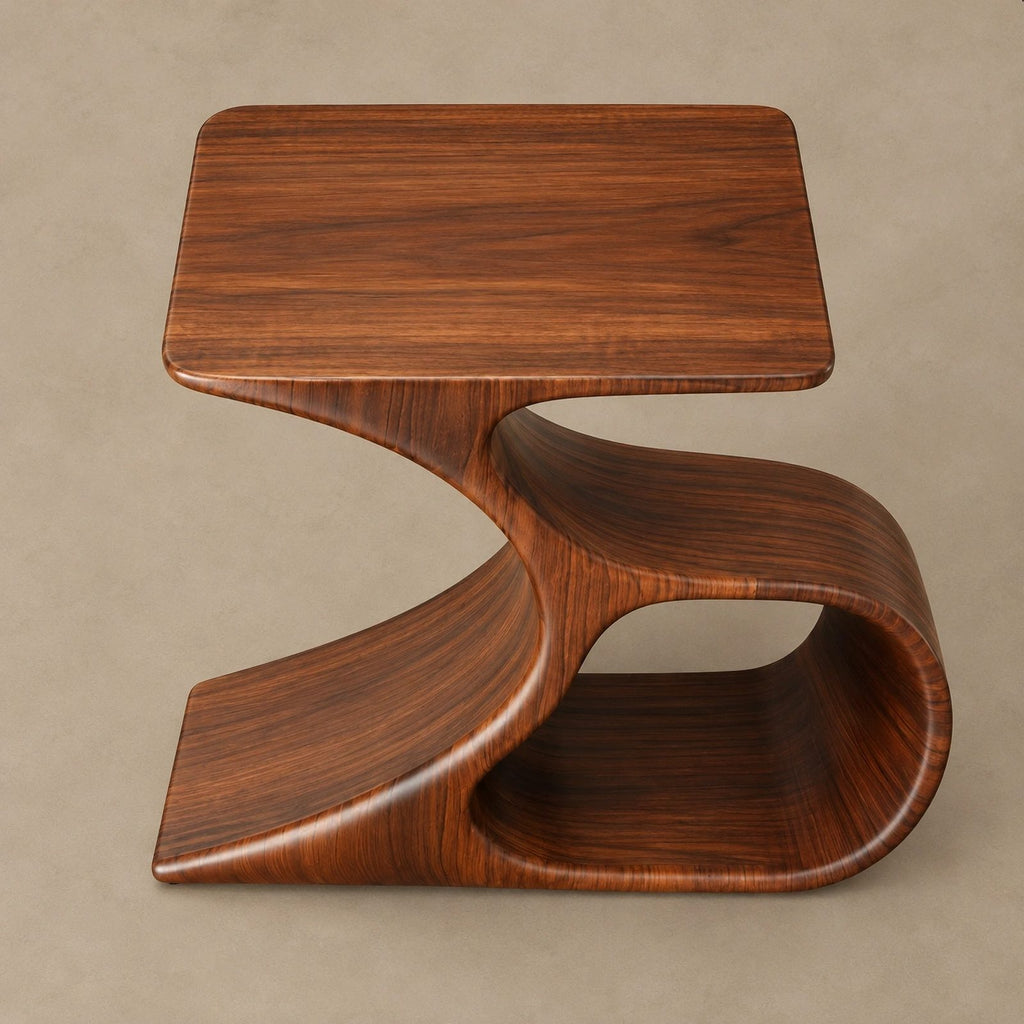 Farmhouse Curved Leg Wood Record Player Stand With Open Storage
