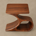 Farmhouse Curved Leg Wood Record Player Stand With Open Storage