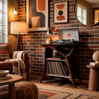 Handcrafted Arched Wood Record Player Stand With Open Shelf