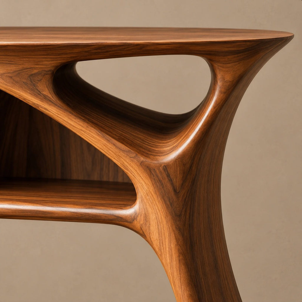 Handcrafted Arched Wood Record Player Stand With Open Shelf