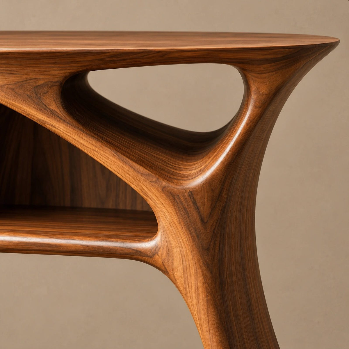 Handcrafted Arched Wood Record Player Stand With Open Shelf