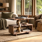 Rustic Root Form Wood Record Player Stand With Live Edge Top