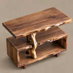 Rustic Root Form Wood Record Player Stand With Live Edge Top