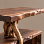 Rustic Root Form Wood Record Player Stand With Live Edge Top