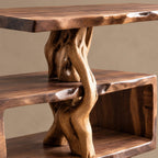 Rustic Root Form Wood Record Player Stand With Live Edge Top