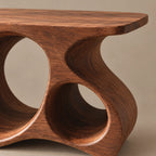 Organic Sculpted Wood Record Player Stand With Open Vinyl Niche