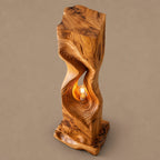Contemporary Sculpted Wood Floor Lamp With Spiral Hollow