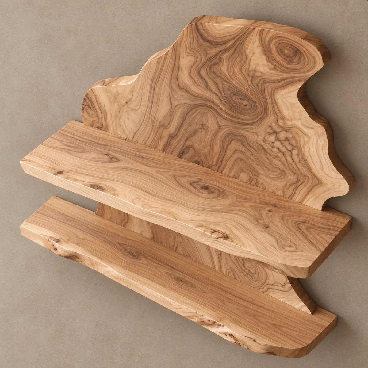 Farmhouse Live Edge Wood Wine Shelf With Stemware Glass Rail For Kitchen