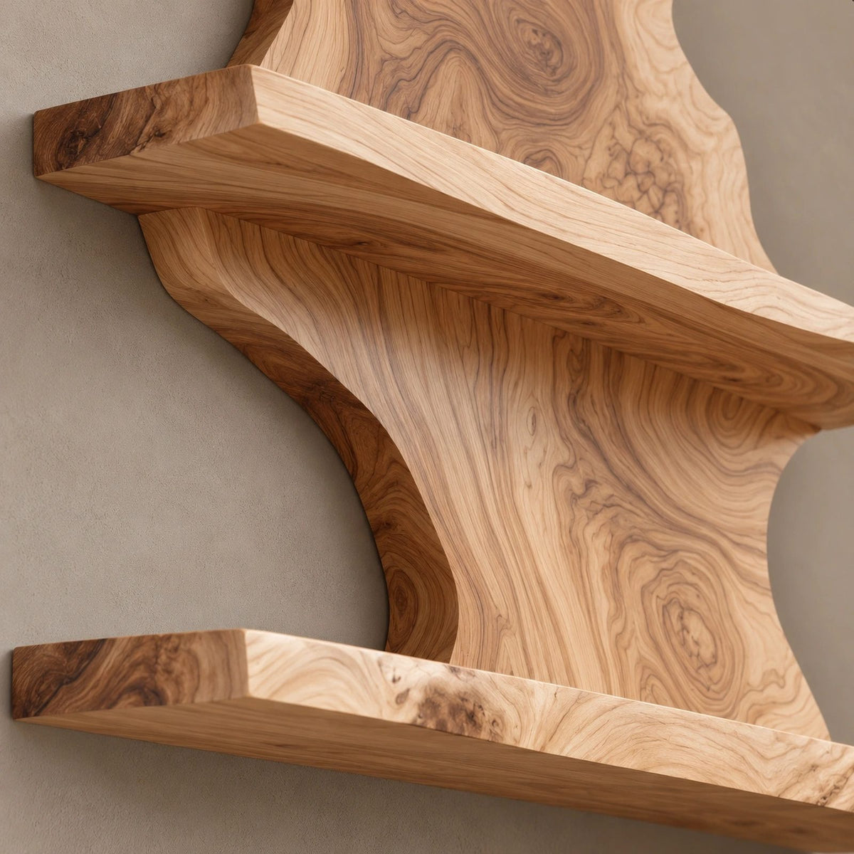 Farmhouse Live Edge Wood Wine Shelf With Stemware Glass Rail For Kitchen