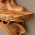 Sculptural Cascading Wood Wine Rack With Stacked Shelves For Dining Room