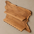 Coastal Live Edge Wine Shelf With Hanging Glass Rail For Home Bar