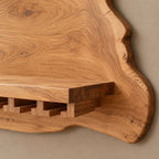 Coastal Live Edge Wine Shelf With Hanging Glass Rail For Home Bar
