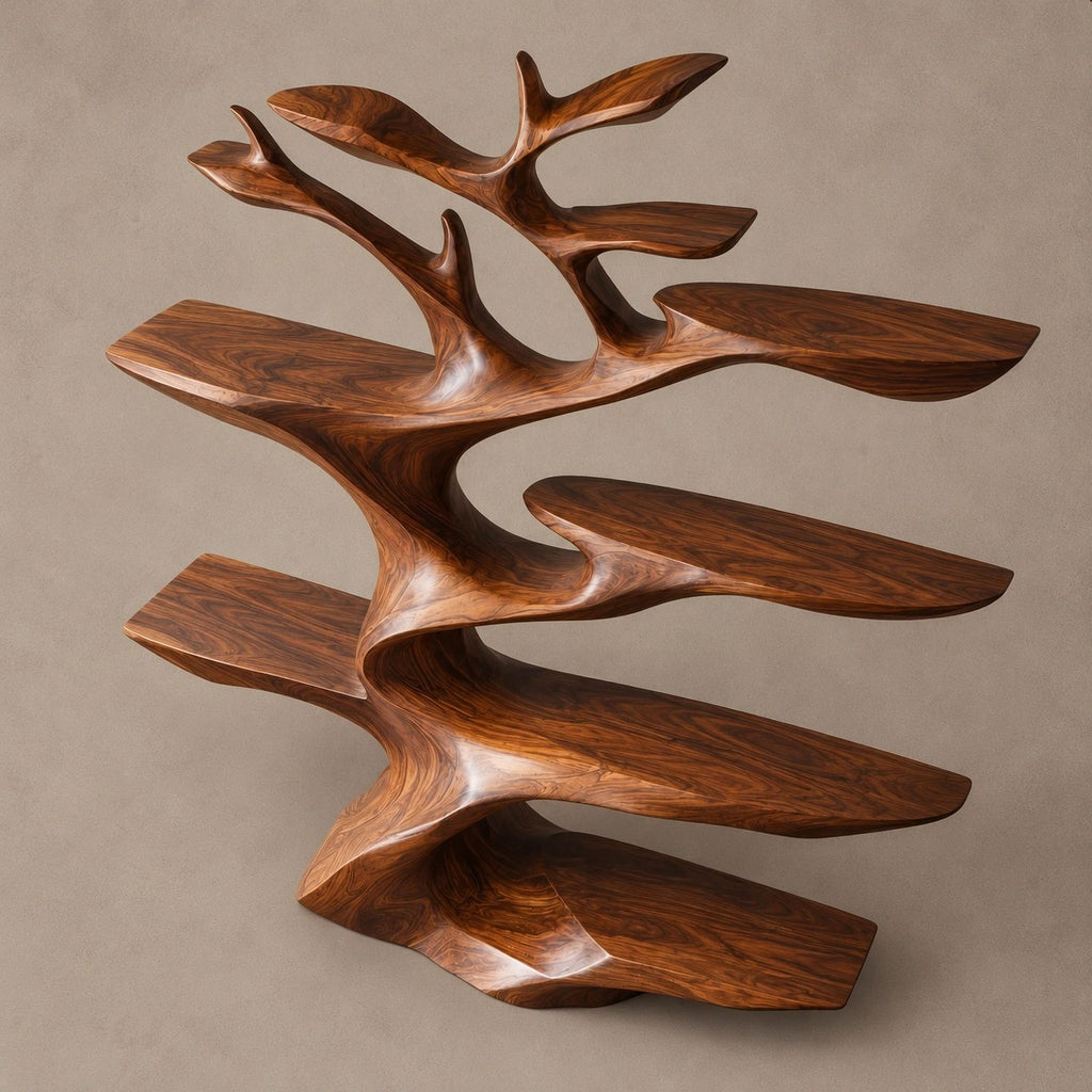 Modern Tree Branch Wood Wine Rack With Tiered Bottle Shelves For Home Bar
