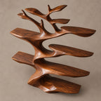 Modern Tree Branch Wood Wine Rack With Tiered Bottle Shelves For Home Bar