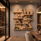Artisan Staggered Slab Wine Rack With Layered Shelves For Dining Room