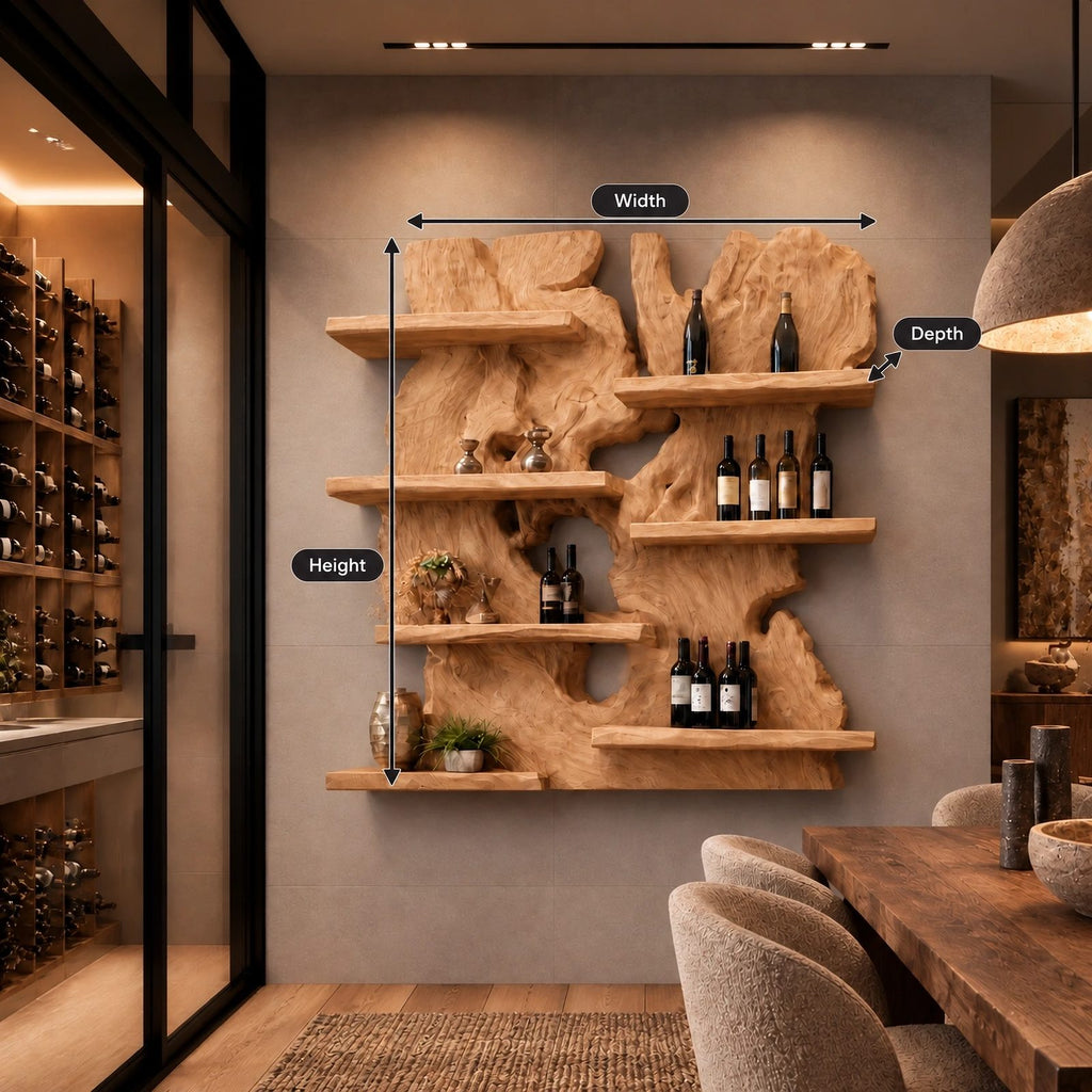 Artisan Staggered Slab Wine Rack With Layered Shelves For Dining Room