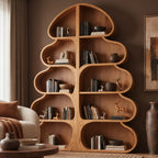 Whimsical Tree Silhouette Wood Bookshelf For Living Room
