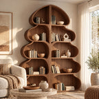 Whimsical Tree Silhouette Wood Bookshelf For Living Room