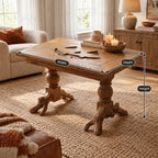Rustic Turned Leg Wood Coffee Table With Root Base For Living Room