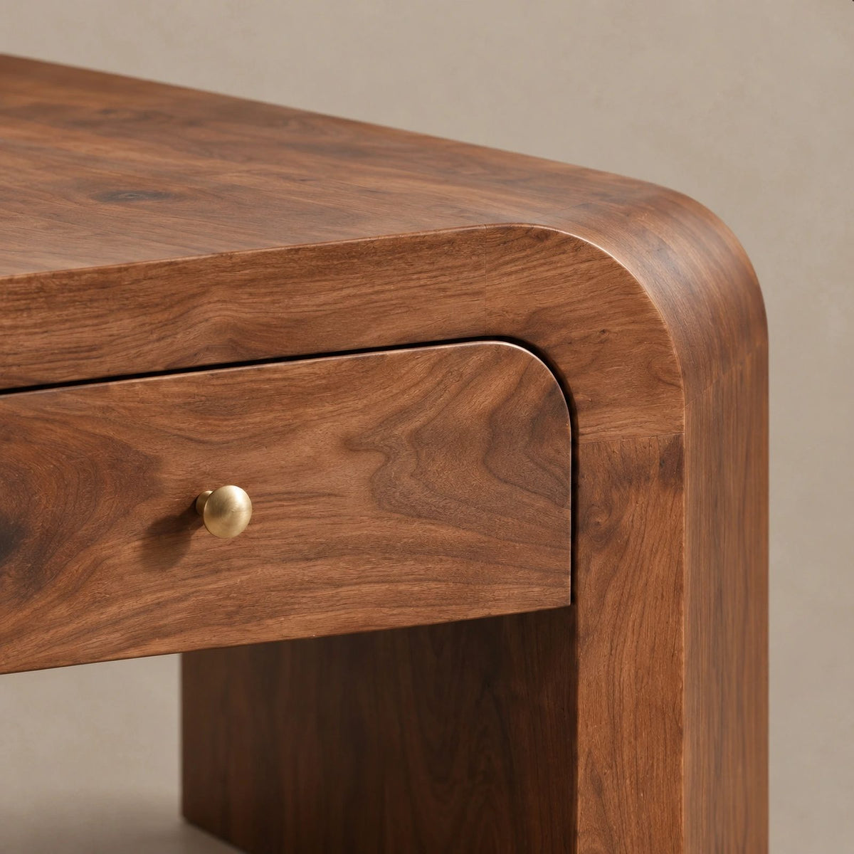 Waterfall Wood Coffee Table With Dual Storage Drawers For Living Room