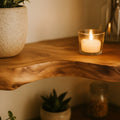 Solid Wood Live-Edge Floating Corner Shelf with Flowing Grain for Cozy Display