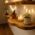 Solid Wood Live-Edge Floating Wall Shelf Natural Slab for Cozy Living Room