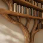 Solid Wood Tree-Branch Bookshelf Arched Live-Edge Reading Nook for Living Room