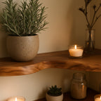 Solid Wood Live-Edge Floating Wall Shelf Wavy Organic Slab for Modern Living Room