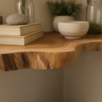 Solid Wood Live-Edge Corner Shelf Tiered Organic Slabs for Plant Display Living Room