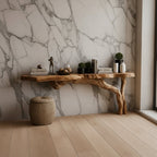 Solid Wood Live-Edge Console Table with Natural Bark Edge for Living Room