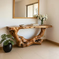 Solid Wood Sculptural Root Console Table Organic Live-Edge for Entryway