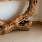 Solid Wood Sculptural Root Console Table Organic Live-Edge for Entryway