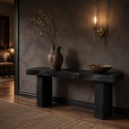 Solid Wood Live-Edge Console Bench with Natural Edge for Entryway Hallway