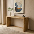 Solid Wood Minimalist Waterfall Console Table with Slab Legs for Entryway