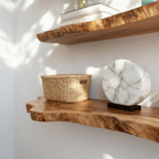 Solid Wood Live-Edge Floating Wall Shelf Long Organic Slab for Living Room Display