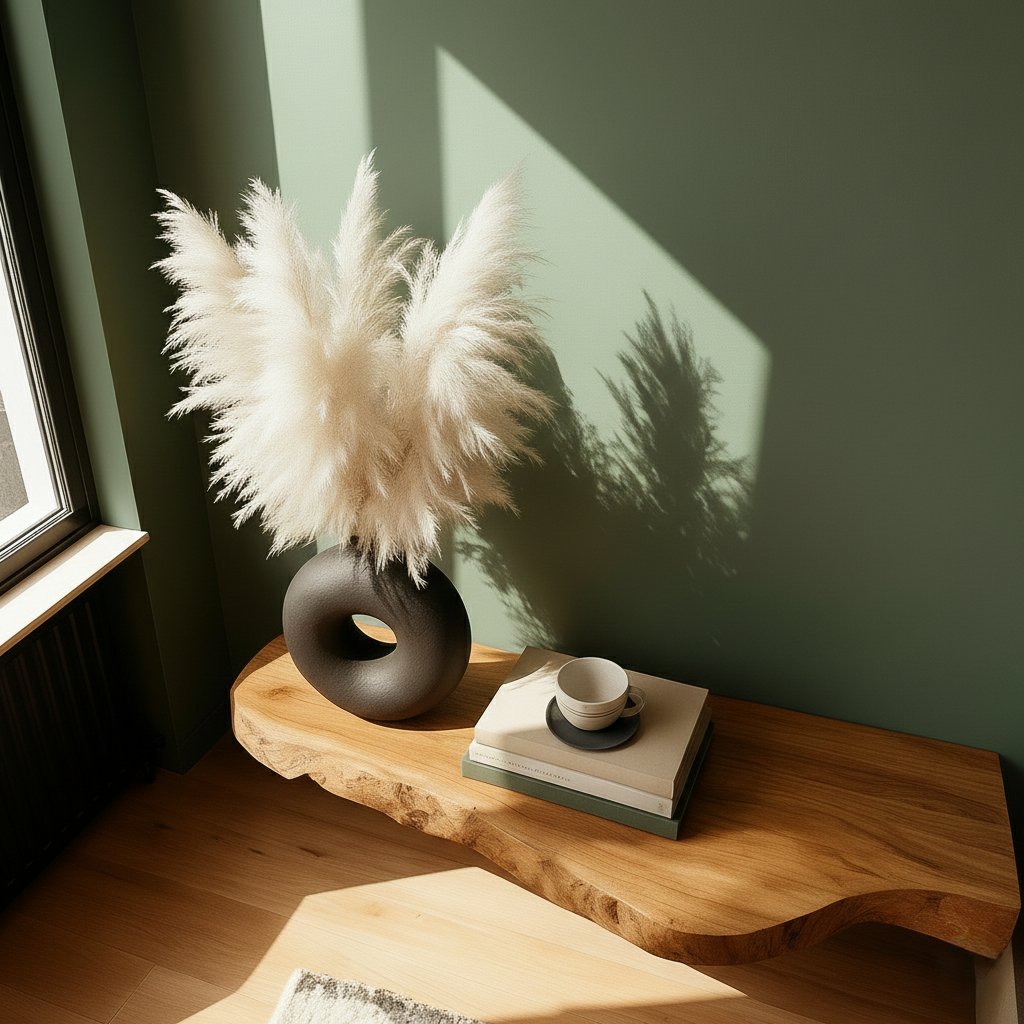 Solid Wood Console Table Live-Edge Entryway Accent Table for Hallway