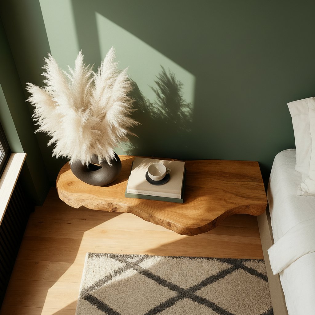 Solid Wood Console Table Live-Edge Entryway Accent Table for Hallway