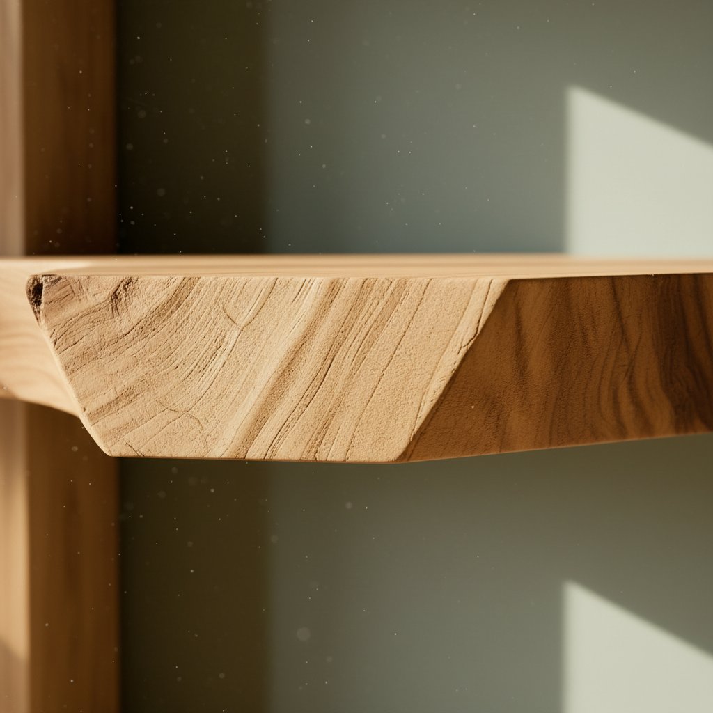Solid Wood Wall Shelf Staggered Live-Edge Floating Ledges for Living Room