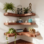 Solid Wood Corner Shelf Tiered Live-Edge Ladder Display for Plants and Books
