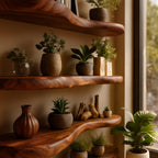 Solid Wood Wall Shelf Multi-Tier Live-Edge Floating Ledges for Book Display