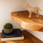Solid Wood Corner Shelf Two-Tier Live-Edge Floating Display for Cozy Corner