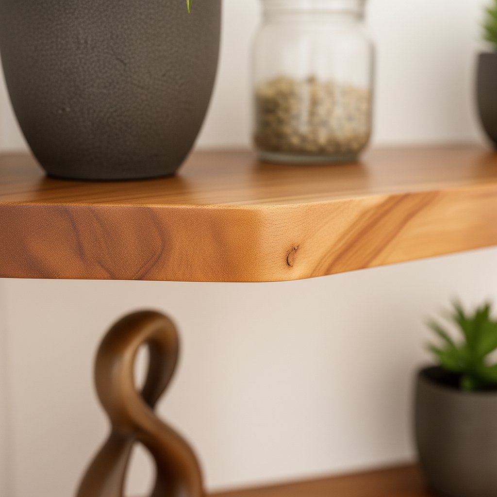 Solid Wood Wall Shelf Angular Live-Edge Floating Ledges for Modern Living Room