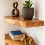 Solid Wood Wall Shelf Angular Live-Edge Floating Ledges for Modern Living Room