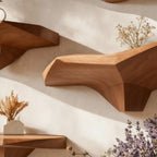 Solid Wood Wall Shelf Staggered Live-Edge Floating Ledges for Plant Display