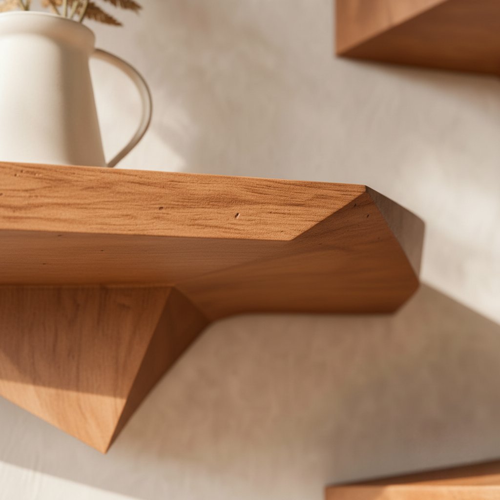 Solid Wood Wall Shelf Staggered Live-Edge Floating Ledges for Plant Display