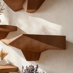 Solid Wood Wall Shelf Staggered Live-Edge Floating Ledges for Plant Display