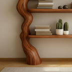 Solid Wood Live-Edge Wall Shelf Wavy Floating Display for Living Room
